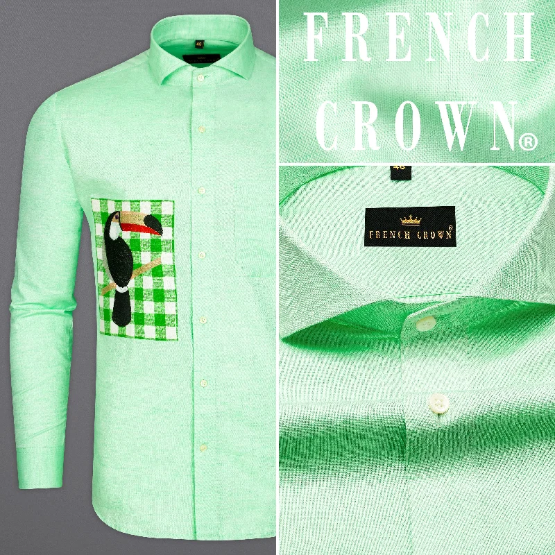 Geyser Green Embroidered Royal Oxford Shirt