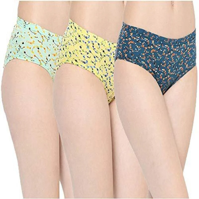 Groversons Paris Beauty Cotton Printed Panties with Inner Elastic (Pack of 3)