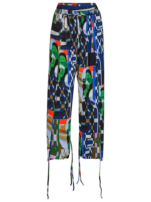 Knight Plisse Pants - Kaleidoscope Tetris