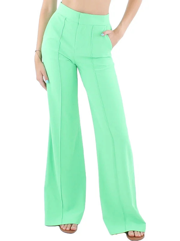 Dylan Womens Pleated High Waist Wide Leg Pants