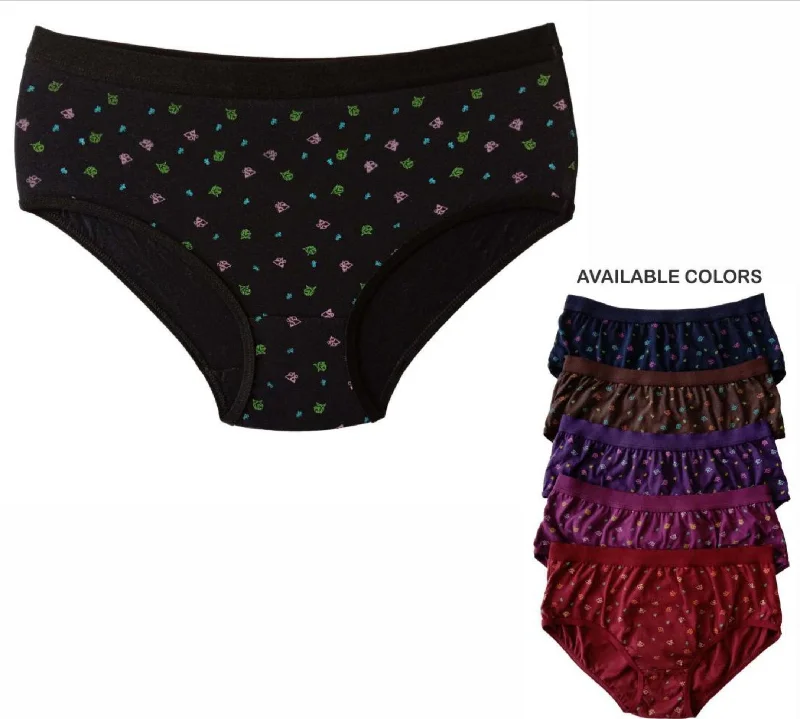 Dark Color Printed Cotton Brief Hipster Panties for Women (Pack of 3)