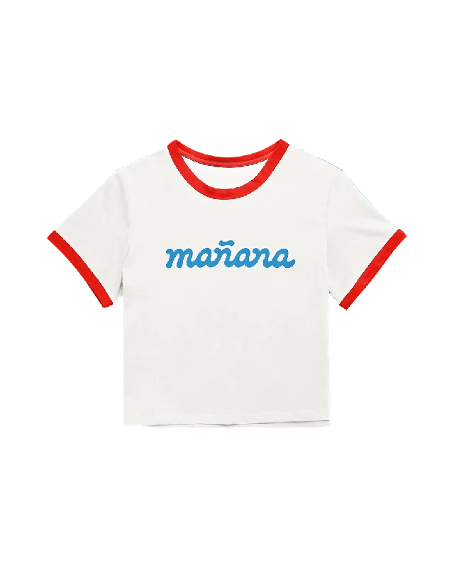 Cropped Logo Ringer - Off White/Red