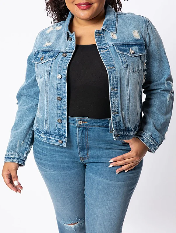 Curvy Bethany Denim Jacket by KanCan