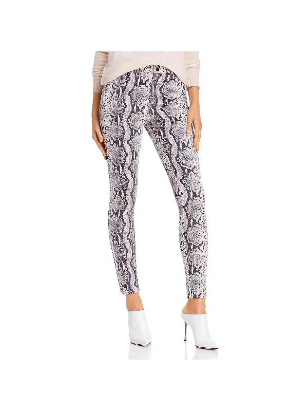 Womens Snake Print Ankle Skinny Pants