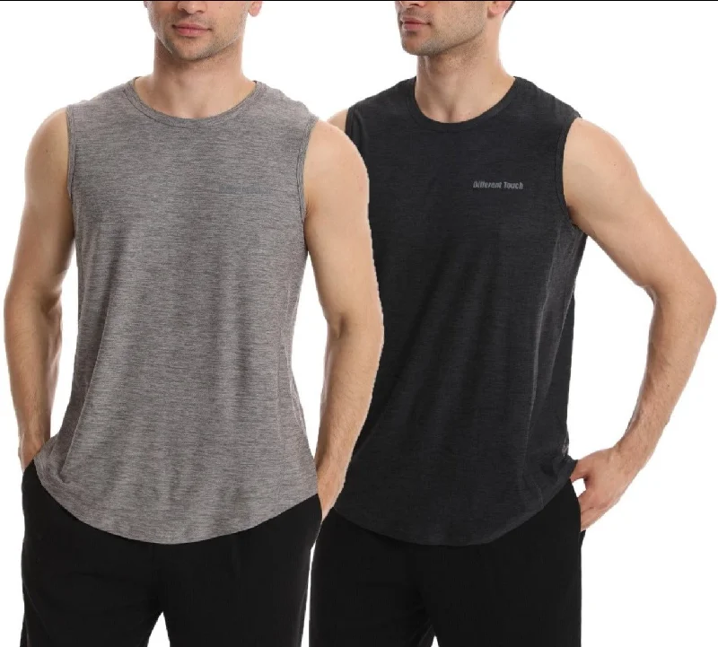 Crew Neck Muscle Tank Top | Active Gym Sleeveless | Men’s (2 Pack)