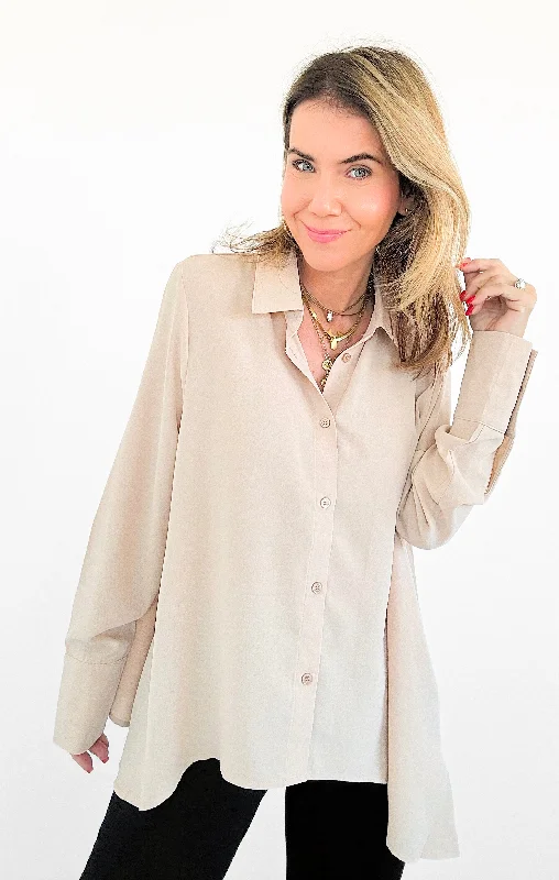 SoHo Button Down Top - Beige