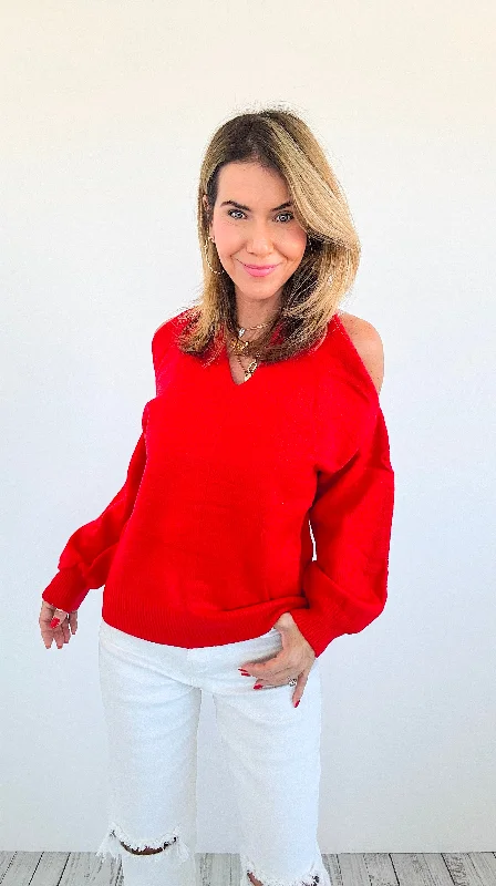 Timeless Halter Knit Sweater - Red