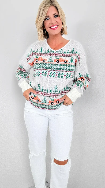 Cheer Truck Christmas Tree Sweater