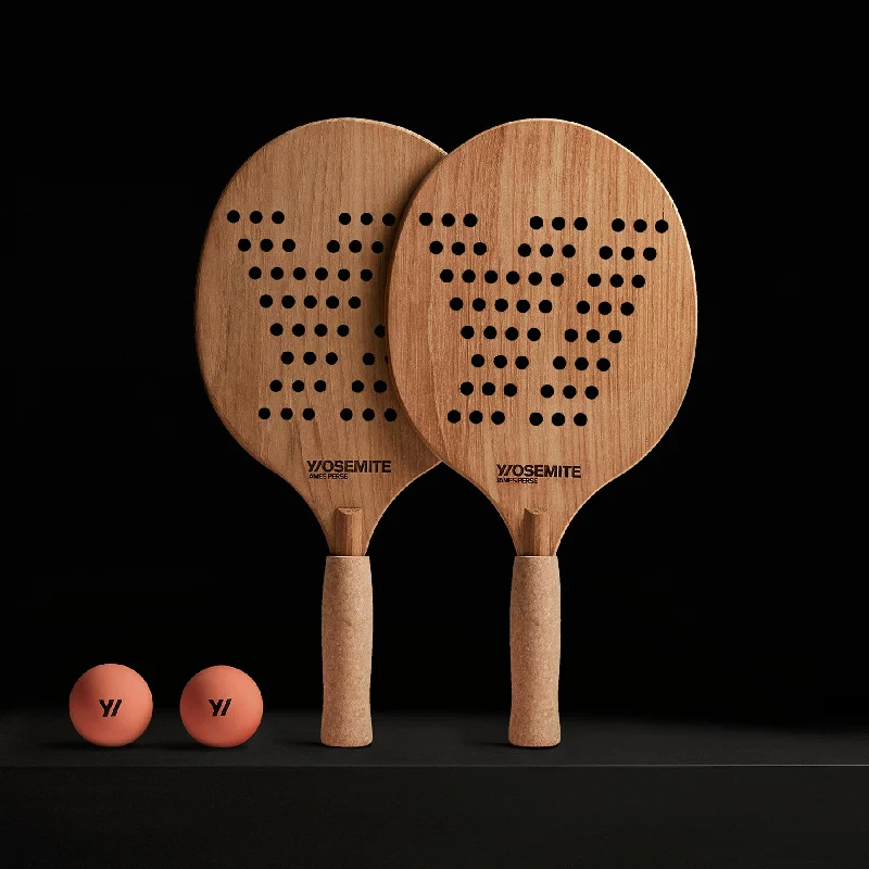 Y/OSEMITE Etched Teak Paddleball Set - Teak