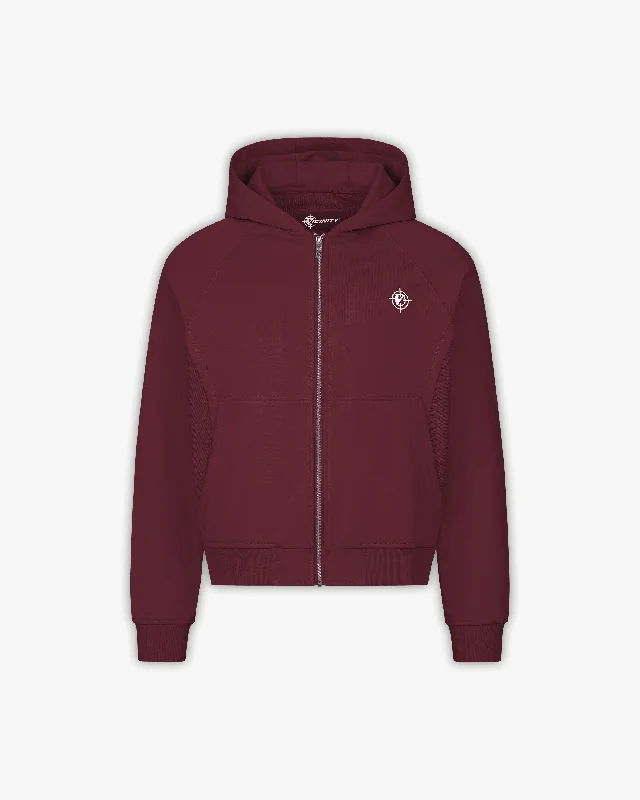 INSIDE OUT ZIP HOODIE WINE RED