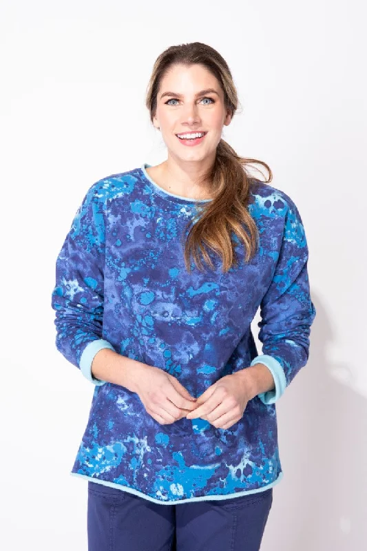 Printed Fleece Pullover in Lapis by Escape