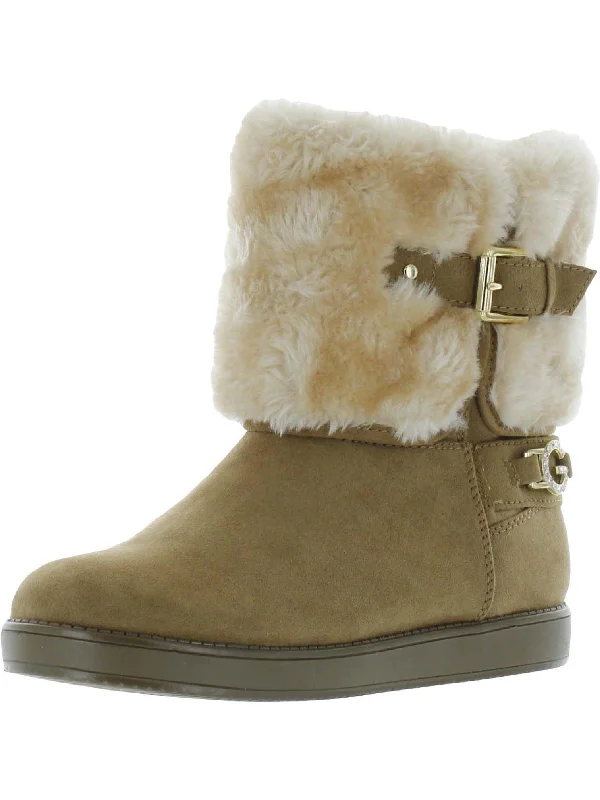 Aleya Womens Faux Suede Cold Weather Ankle Boots