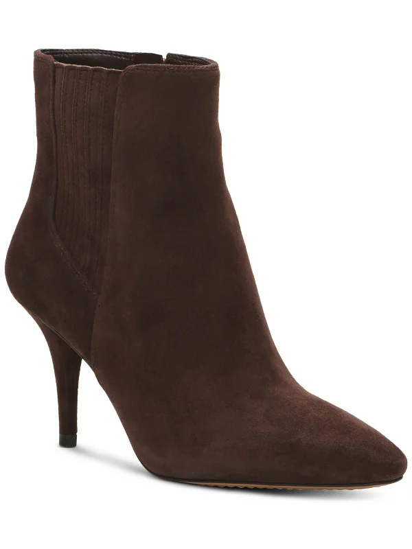 Ambind Womens Suede Almond Toe Ankle Boots