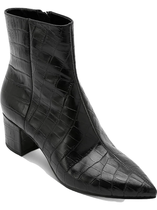 noir croco print leather