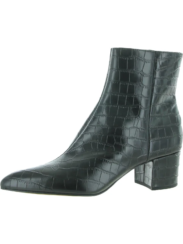 noir crocodile print leather