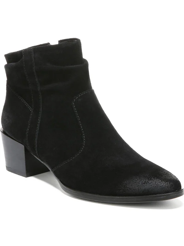 Gina Womens Leather Block Heel Ankle Boots