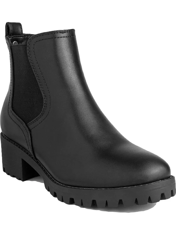 Kelce Womens Faux-Leather Slip-On Ankle Boots