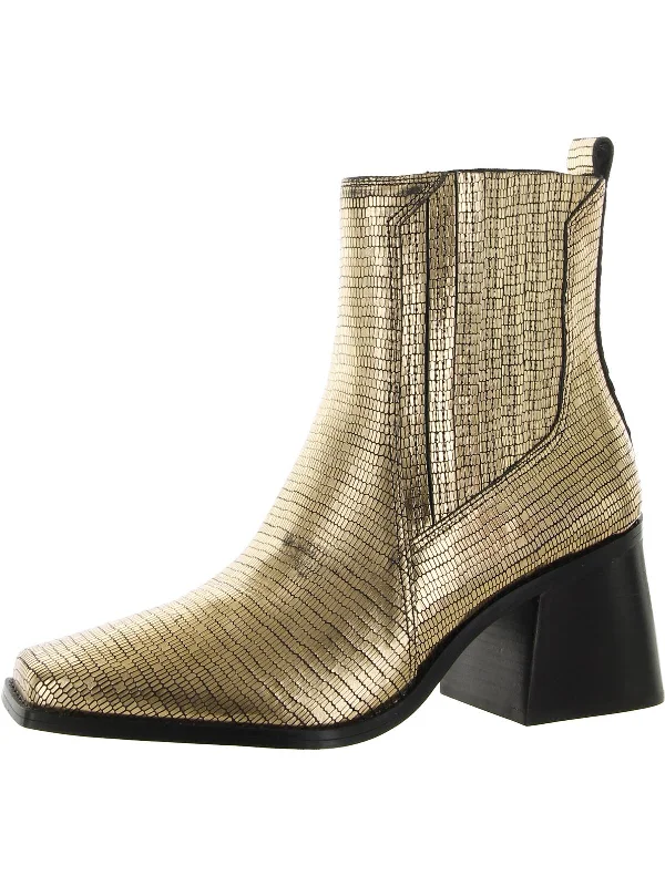 Sojetta Womens Metallic Leather Ankle Boots