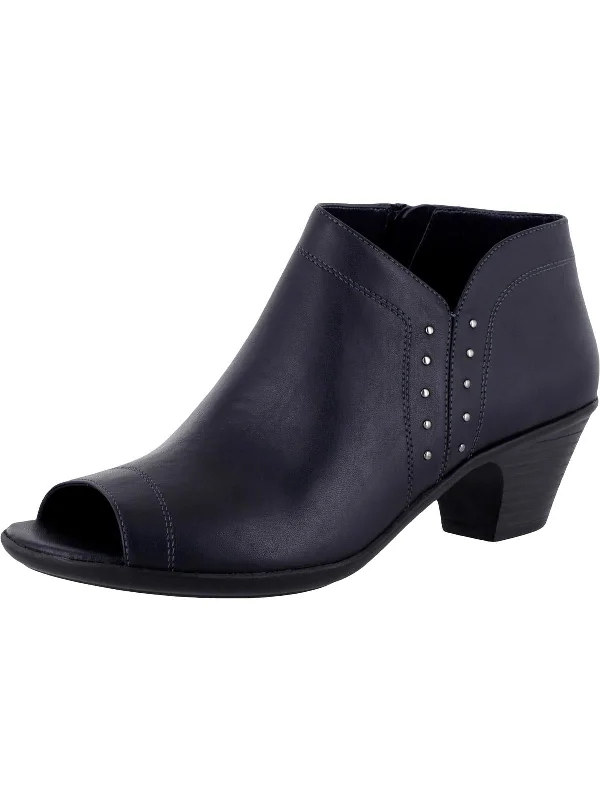 Voyage Womens Faux Leather Open Toe Ankle Boots