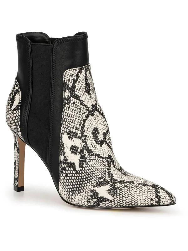 Womens Animal Print Pointed Toe Ankle Boots