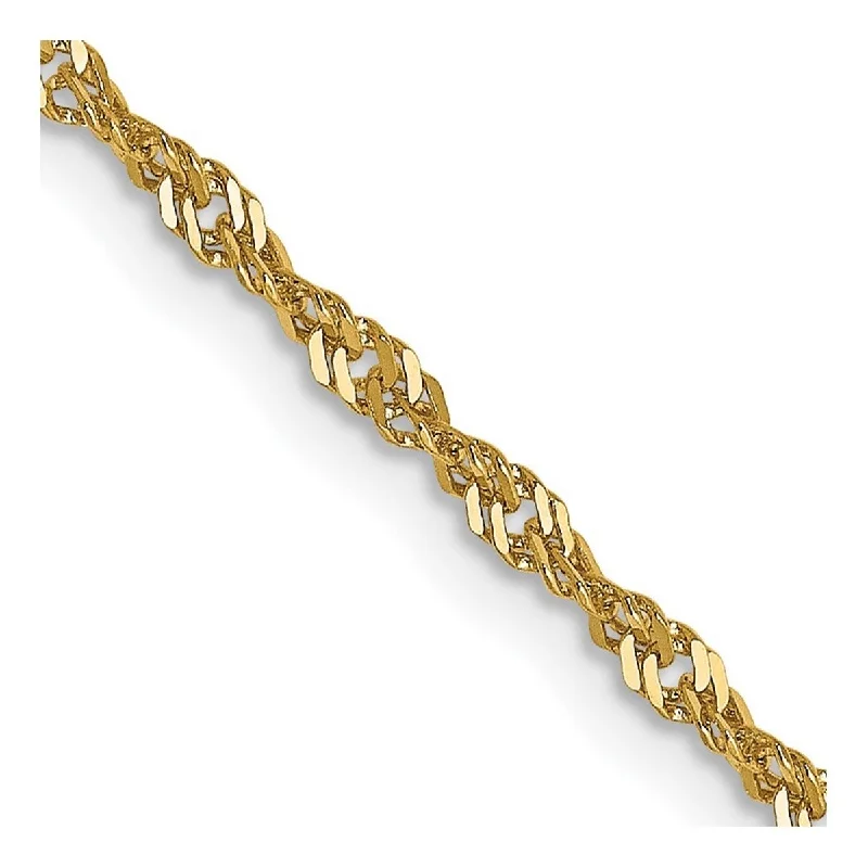 Curata 1.6mm 14k Yellow Gold Lobster Claw Closure Singapore Chain Bracelet