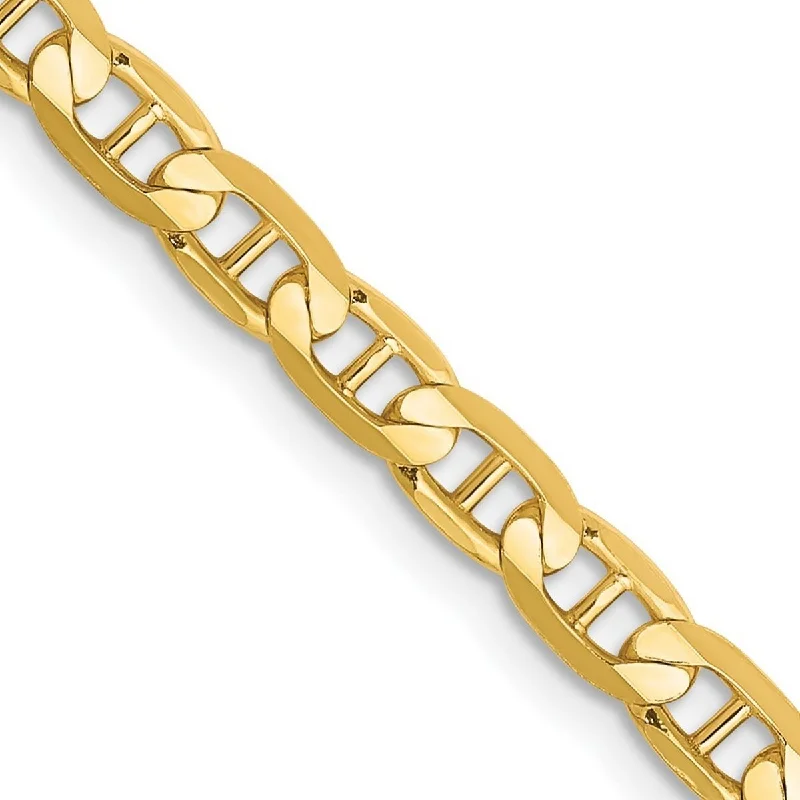 Curata 10k Yellow Gold 3.75mm Concave Mariner Anchor Chain Bracelet