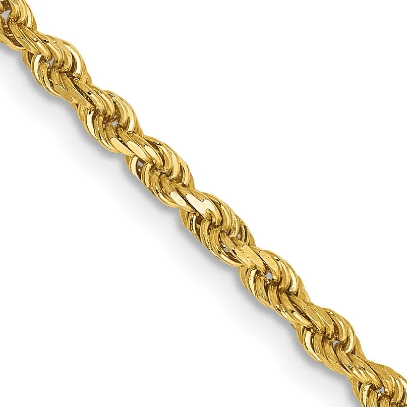 Curata 14k Gold 2.5mm Semi solid Sparkle Cut Rope Chain Bracelet