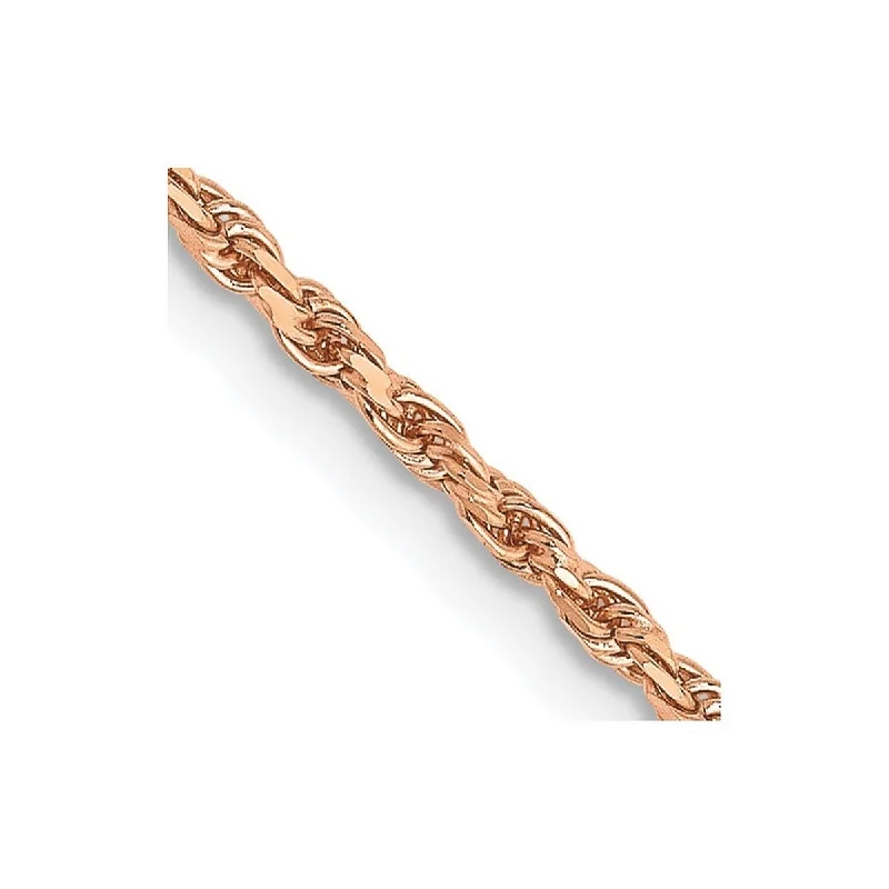 Curata 14k Rose Gold Solid 10" 1.8mm Diamond Cut Rope Chain Ankle Bracelet (Lobster-claw)