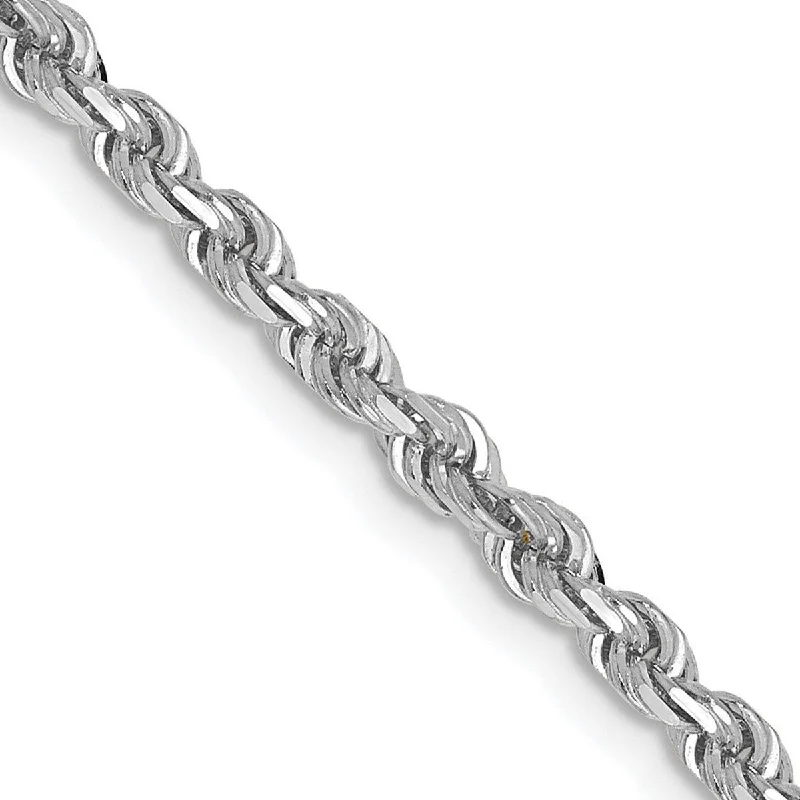 Curata 14k White Gold 3mm Sparkle Cut Quadruple Rope Chain Bracelet