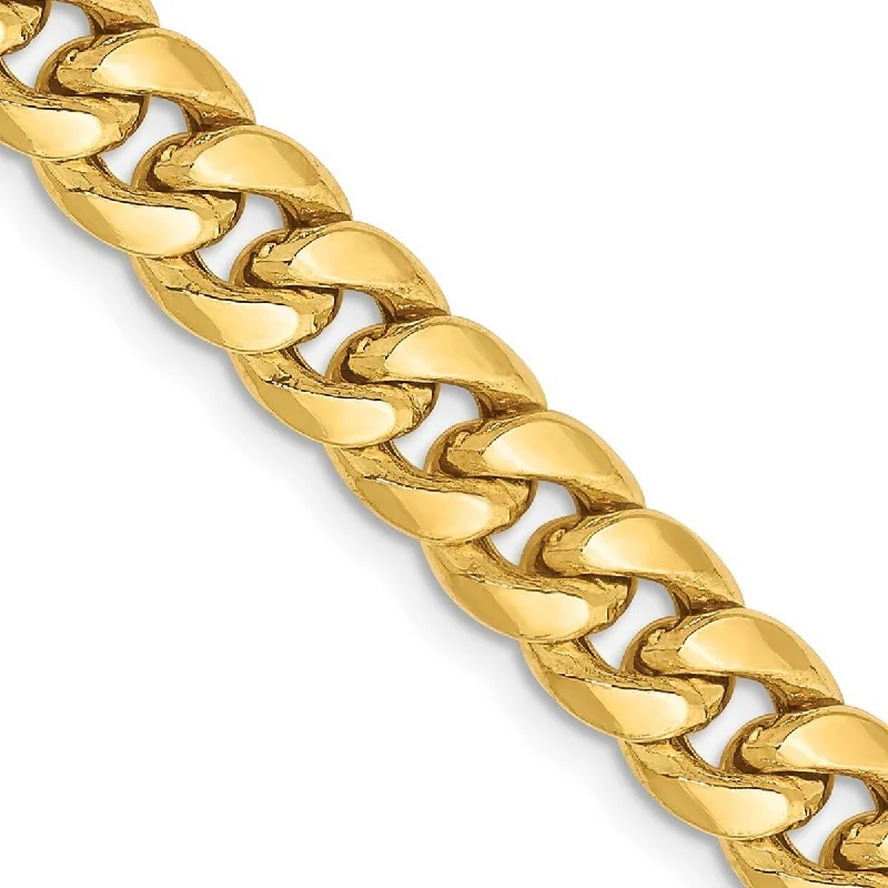 Curata 14k Yellow Gold Polished Lobster Claw Closure Hollow Miami Curb Chain Bracelet