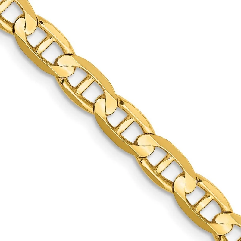 Curata 14k Yellow Gold Solid Polished 4.5mm Concave Nautical Ship Mariner Anchor Chain Bracelet Lobster Claw