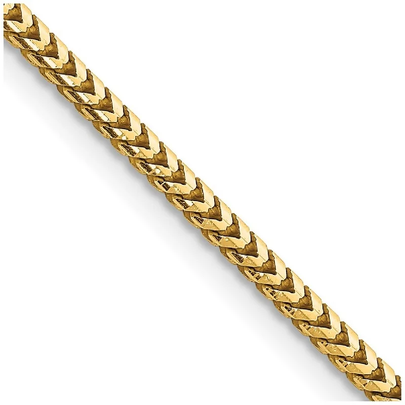 Curata 14k Yellow Gold Solid Polished Lobster Claw Closure 2.5mm Franco Chain Bracelet