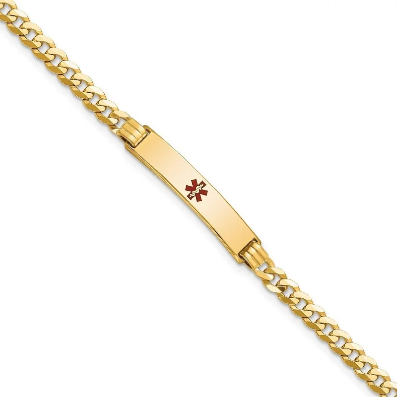 Curata 5.5mm 14k Engravable Medical Red Enamel Curb Link ID Braceletcet