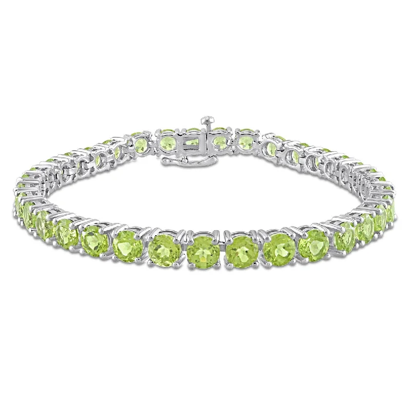 Miadora 19 5/8ct TGW Peridot Tennis Bracelet Sterling Silver