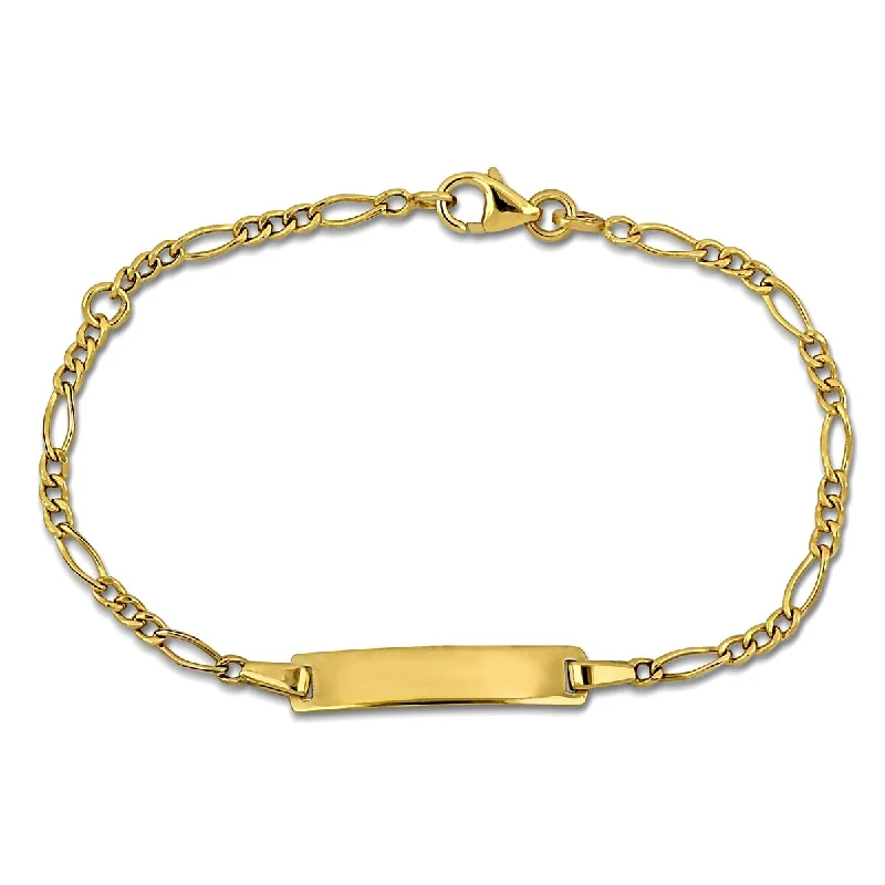 Miadora 2mm Figaro Link Chain ID Bracelet 14K Yellow Gold