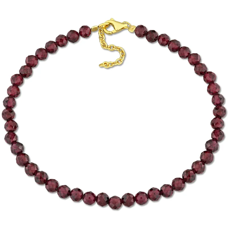 Miadora 7ct TGW Fancy Garnet Facetted Beaded Bracelet Yellow Silver