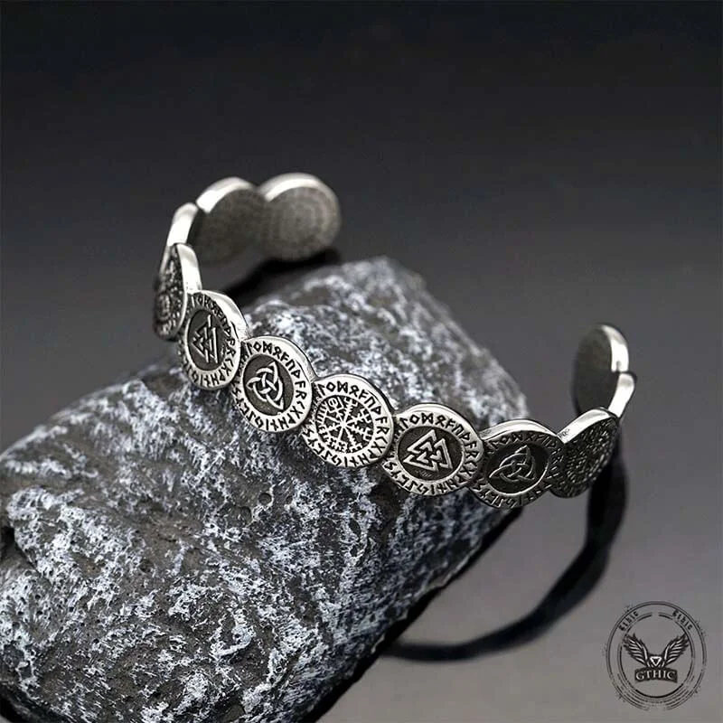 Nordic Viking Totem Stainless Steel Cuff Bracelet