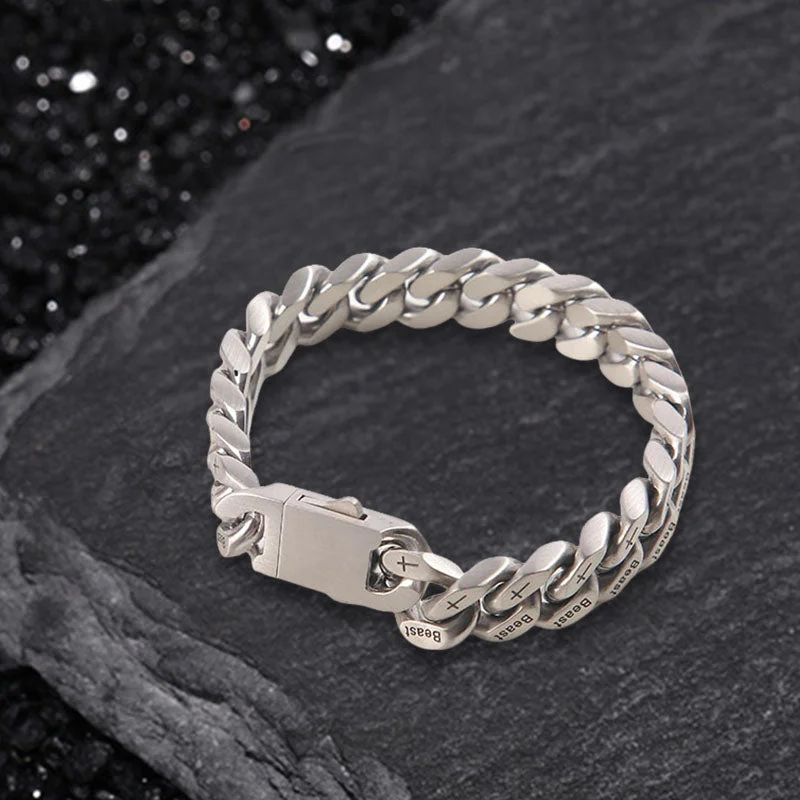 Simple Beast Cross Cuban Link Stainless Steel Bracelet