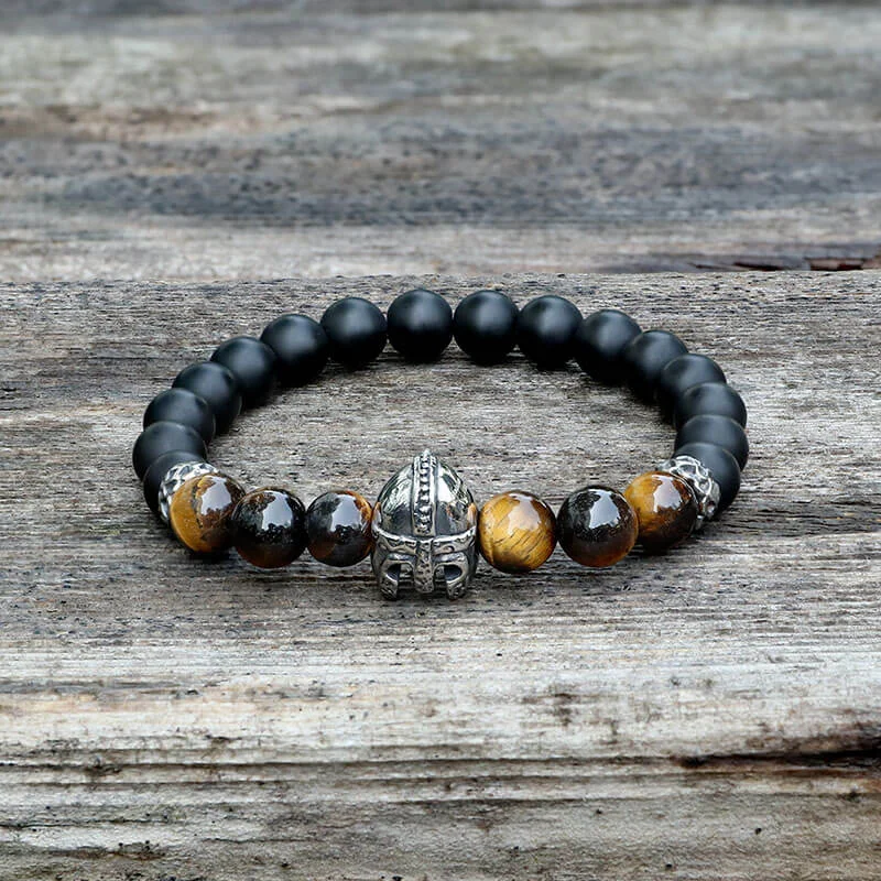 Spartan Stainless Steel Stone Bead Bracelet