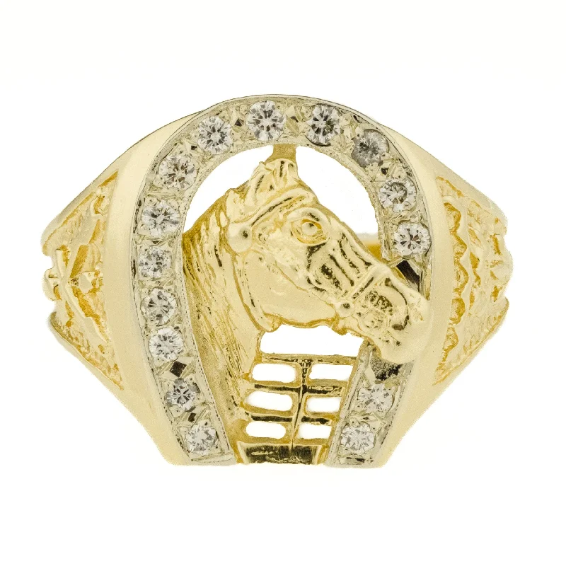 0.30ctw Diamond Horseshoe Ring in 14K Two Tone Gold -Size 10.25