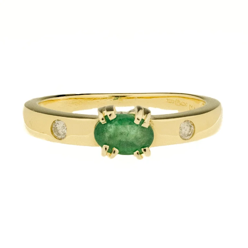 0.36ct Emerald and Diamond Gemstone Ring in 18K Yellow Gold -Size 7.5