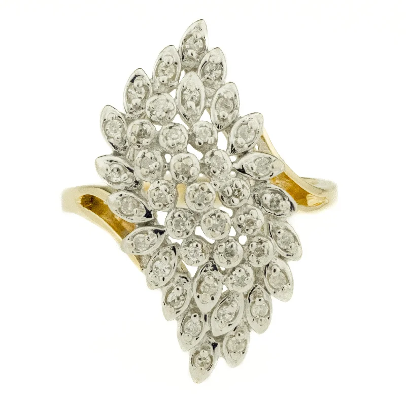 0.40ctw Round Brilliant Diamond Accented Cluster Ring in 14K Two-Tone Gold - Size 6