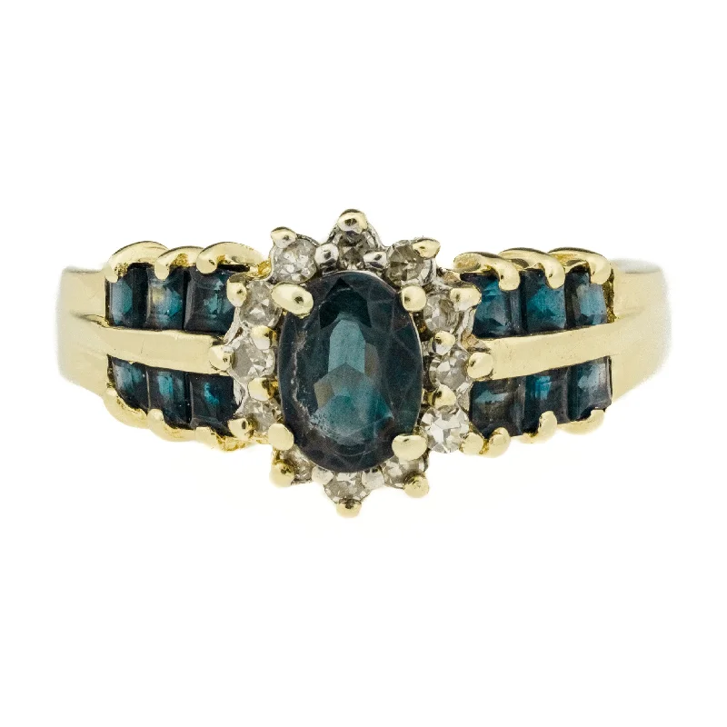 1.12ctw Sapphire and 0.12ctw Diamond Accents Ring in 10K Yellow Gold - Size 6