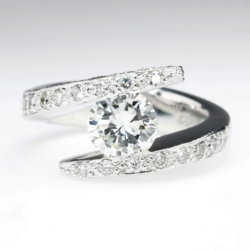 1.21ct Round VS2/G Diamond Bypass Statement Ring in 14K White Gold