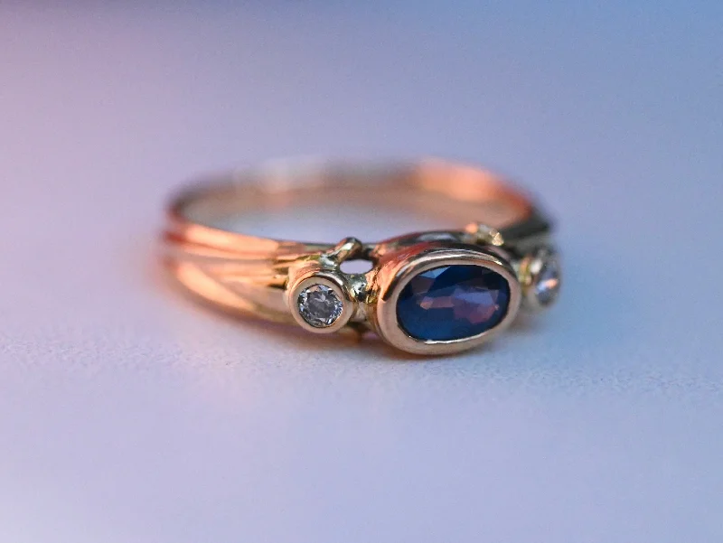 Deco Sapphire 14k Gold Ring Setting - Made To Order