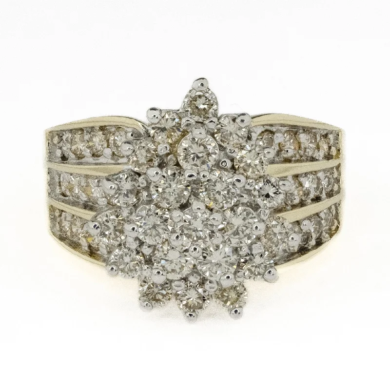 2.00ctw Round Diamond Accented Cluster Ring in 10K Two Tone Gold