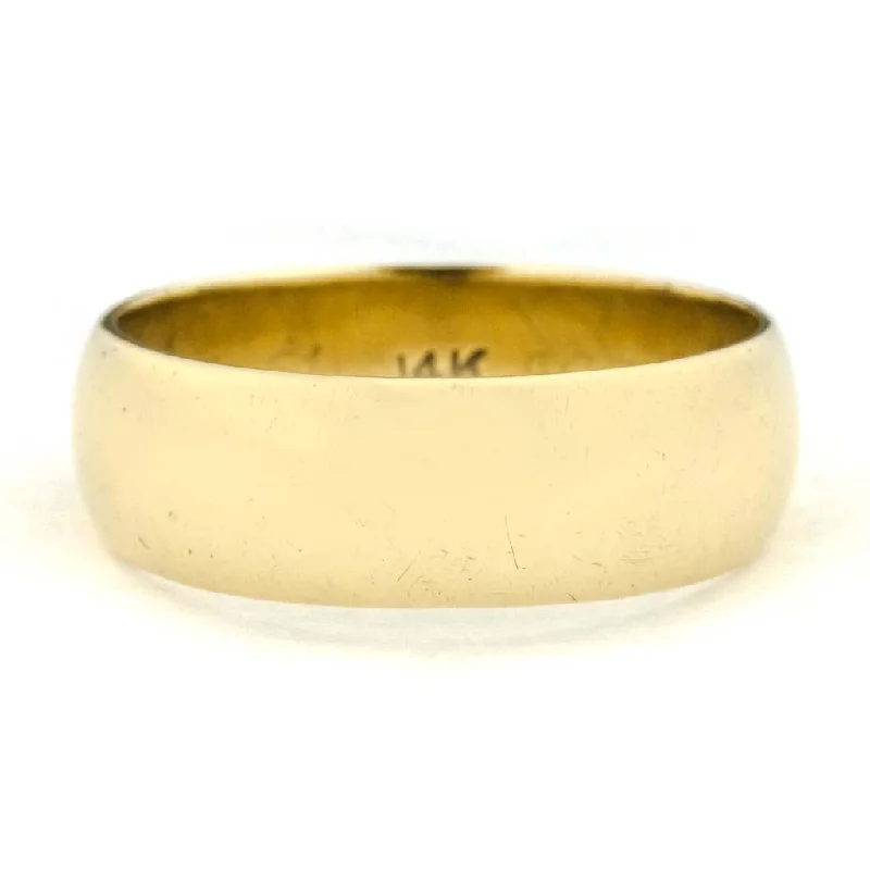 7.9mm Wide Half Round Wedding Band in 14K Yellow Gold