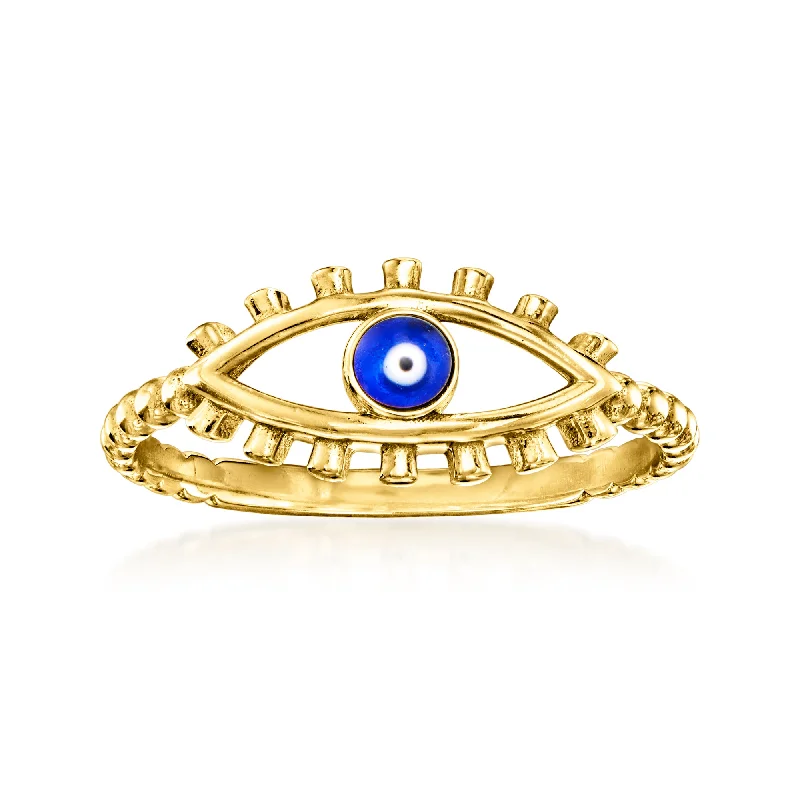 Canaria 10kt Yellow Gold Evil Eye Ring With Multicolored Enamel