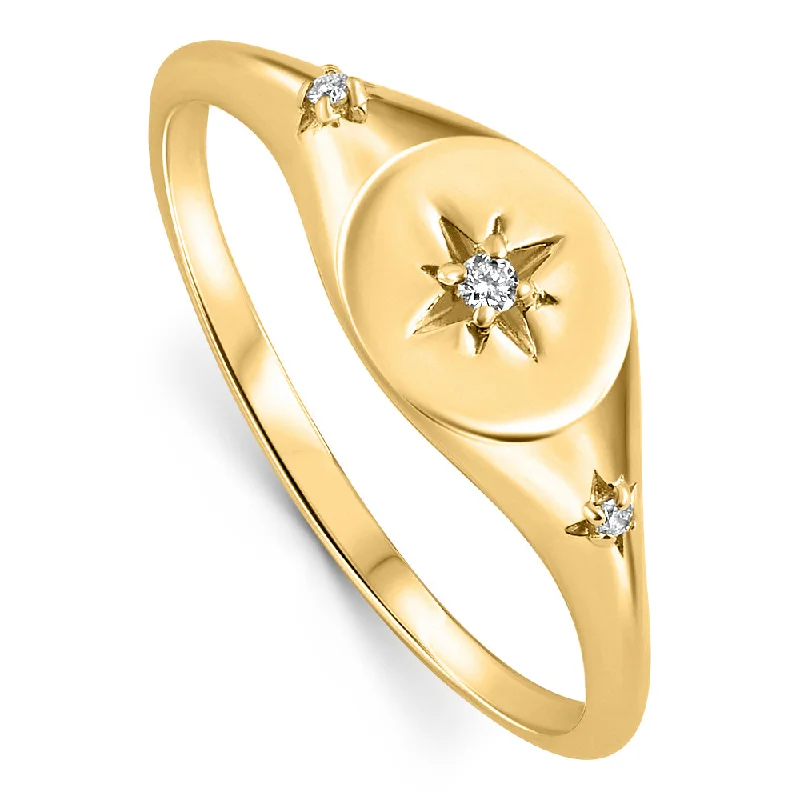 Diamond Starburst Stackable Ring 14k Yellow Gold