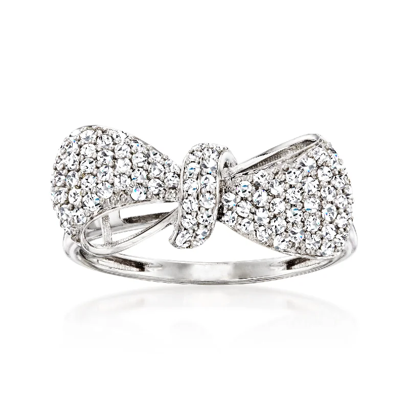 Ross-Simons Diamond Bow Ring in 14kt White Gold